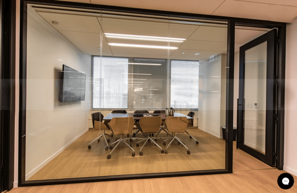 Integrated Glass Wall System creates a meeting room